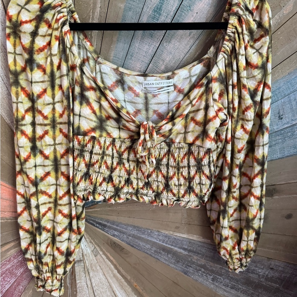 Urban Outfitters Old Soul Multi Colored Smocked Crop Top UO Size Medium - Picture 4 of 5